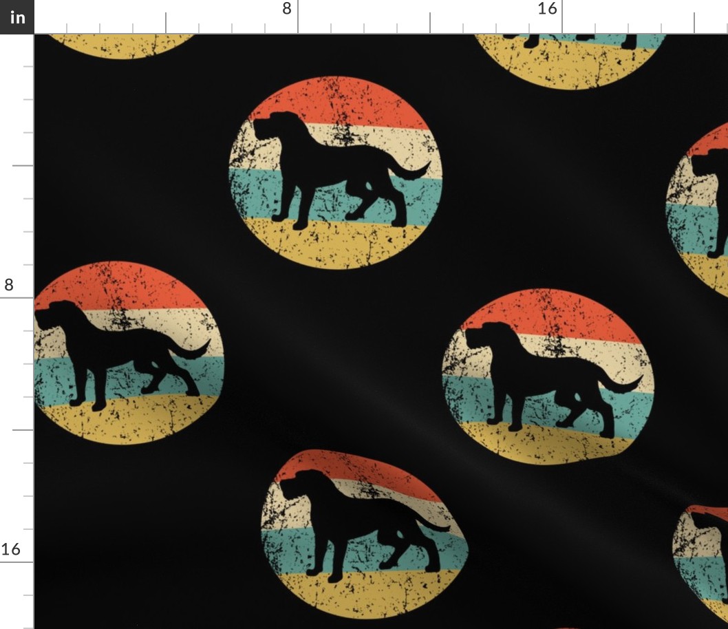Retro Irish Wolfhound Dog Breed Icon Repeating Pattern Black