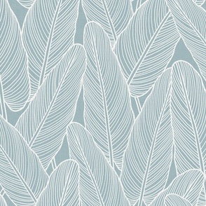 Line Art Leaves - Scandi Blue