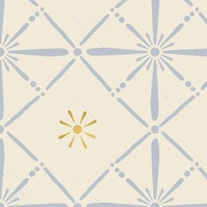 Starburst Diamonds - Dusty Blue on Cream with Faux Gold Foil  (TBS223A)