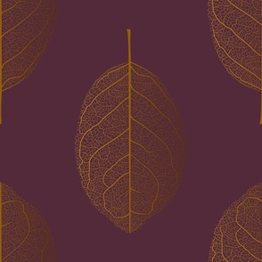 (L) Leaf nerves gold and purple/aubergine - large