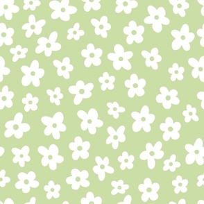 Large // Hayden: Minimalist Daisy Flower - Light Green