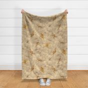 Gold Beige Textured & Tonal Dinosaur Fossils