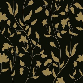 Gold floral vines silhouettes black and gold tones