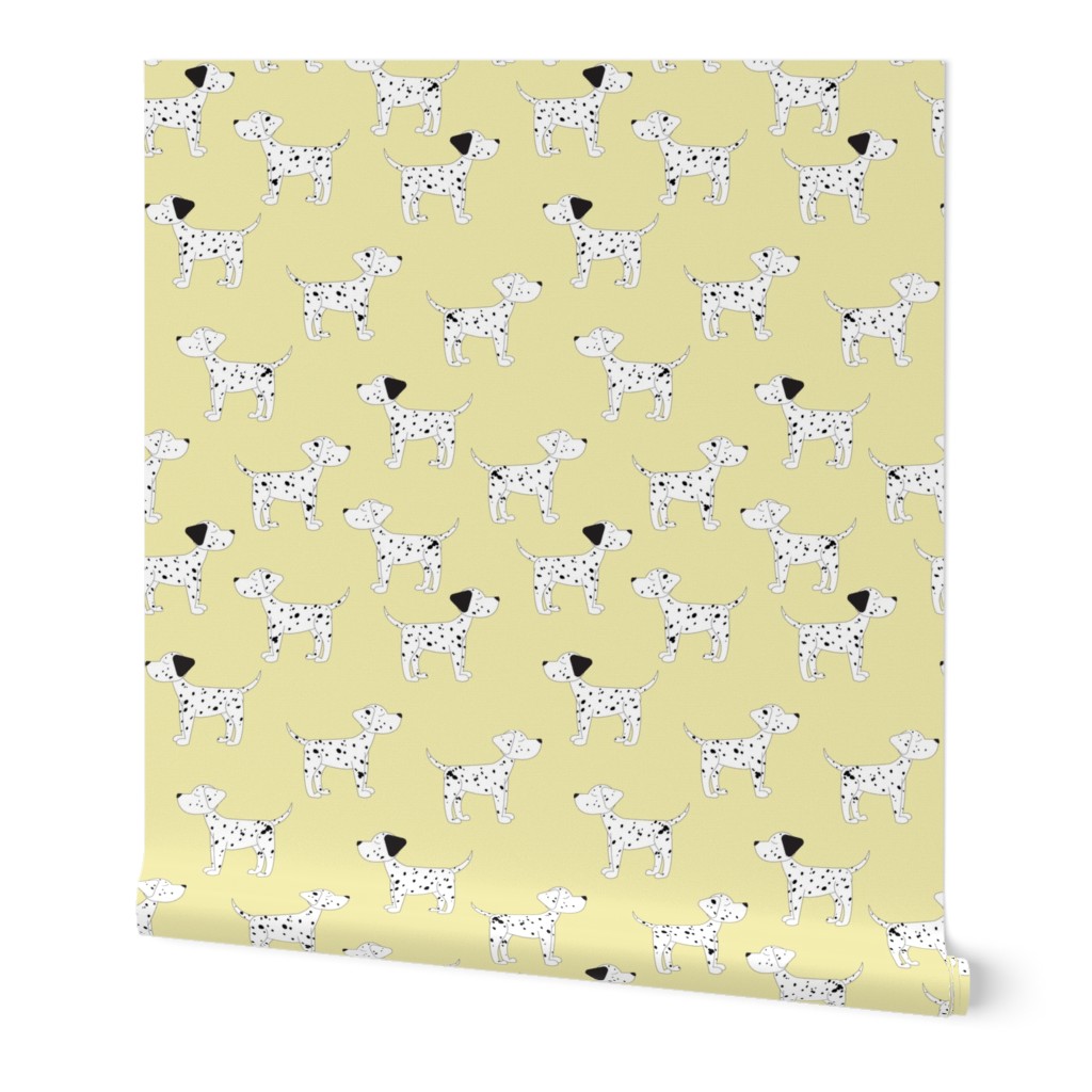 Dalmatians on Light Yellow- Large Print
