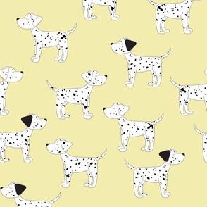 Dalmatians on Light Yellow- Medium Print