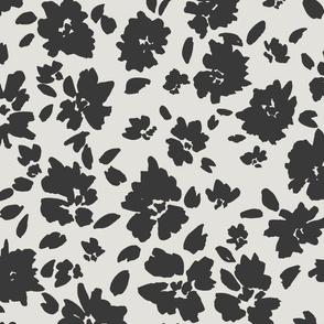 Spring Cream and Black Abstract Floral