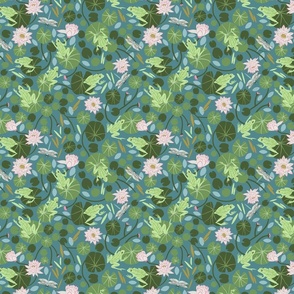 Frogs' Pond 8x8 SMALL meadow green-soft turquoise blue