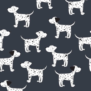 Dalmatian Dogs on Charcoal- Medium Print