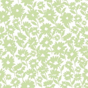 Large// Alyssa Floral: Hand-painted botanical flowers - Light Green