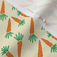 Rows of Carrots in a Geometric Style on a Buttery Yellow Background