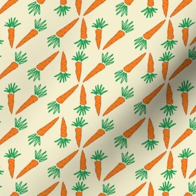 Rows of Carrots in a Geometric Style on a Buttery Yellow Background