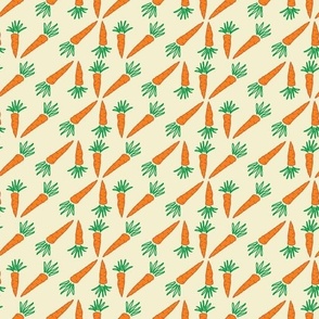 Rows of Carrots in a Geometric Style on a Buttery Yellow Background
