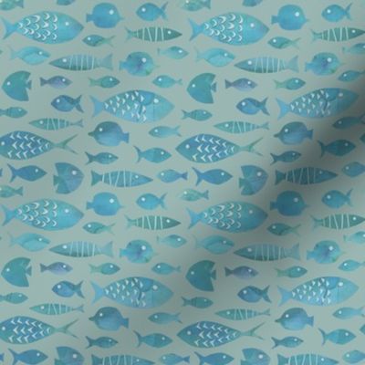 Watercolor Fish - Fade - Small - "Renew Blue”  Background ( Valspar’s Color of the Year 2024)