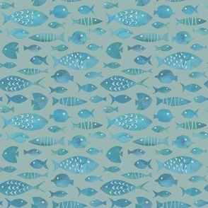 Watercolor Fish - Fade - Small - "Renew Blue”  Background ( Valspar’s Color of the Year 2024)