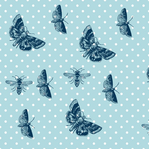 Polka Dots Butterflies and Bees