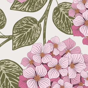 Hydrangea Blooms - Pink - XL