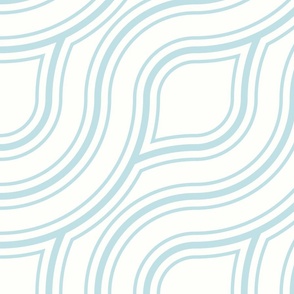 Diagonal Wavy Lines in Light Blue on a Cream Background 