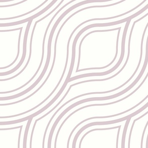 Diagonal Wavy Lines in Mauve on a Cream Background 