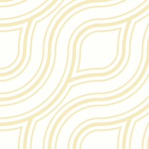 Diagonal Wavy Lines in Yellow on a Cream Background