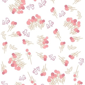 Tossed Pink  Lollipop Flowers with Birds