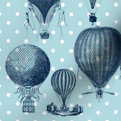 Blue Vintage Hot Air Balloons