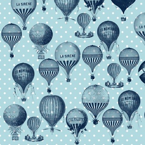 Blue Vintage Hot Air Balloons