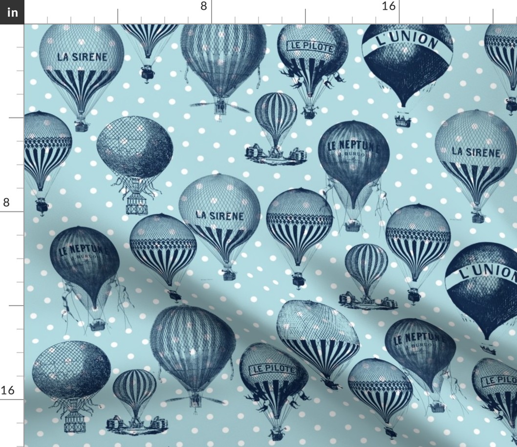 Blue Vintage Hot Air Balloons