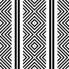 Festive Diamond Stripes / Geometric / Black and White / Large