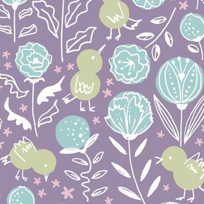 Doodle Petals and Cutest Tweets [lavender] large