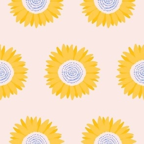 Simple Yellow Sunflower with cornflower blue details 
