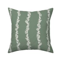 Green vine stripe - large, block print style 