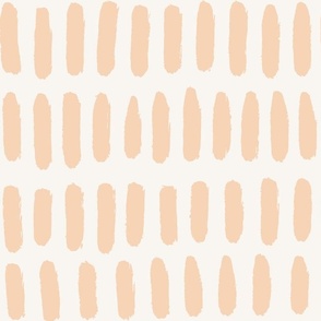 Brush mark organic stripe - large in peach and cream