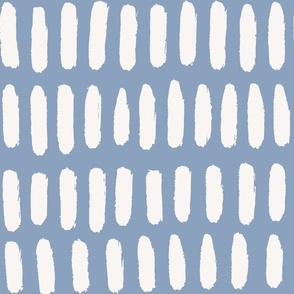 Brush mark organic stripe - large in blue and cream