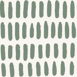 Brush mark organic stripe - large in green and cream