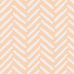 Organic herringbone textured lines on peach and cream-block print