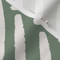 Organic herringbone textured lines on green and cream-block print