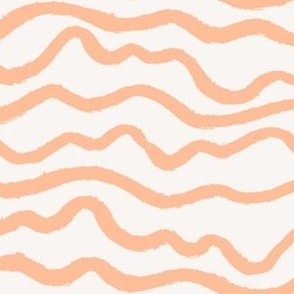 Hand painted textured  organic stripe in peach and cream 