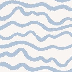 Hand painted textured  wobbly stripe in traditional coastal blue and white