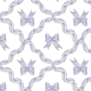 Large Two Directional Lavender Purple Bow Ribbons and Trellis with White ( #FFFFFF) Accents and Background