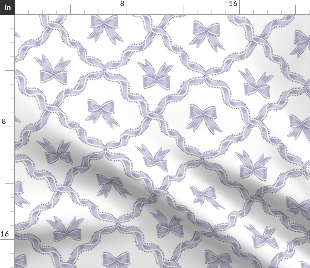 Medium Two Directional Lavender Purple Bow Ribbons and Trellis with White ( #FFFFFF) Accents and Background
