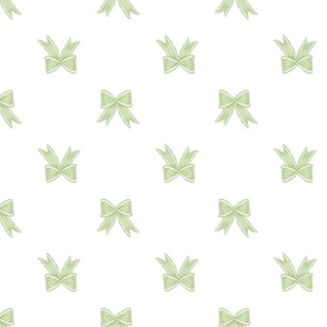 Medium Two Directional Ribbon Bows in Benjamin Moore Woodlands Hills Green and Veranda View on Plain  White (#FFFFFF)  Background