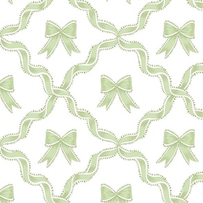 Large Bows in Benjamin Moore Woodlands Hills Green and Veranda View with Ribbon Diamond Trellis on Plain  White (#FFFFFF) Background