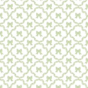 Small Bows in Benjamin Moore Woodlands Hills Green and Veranda View with Ribbon Diamond Trellis on Plain  White (#FFFFFF) Background