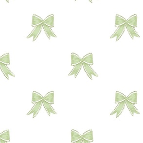 Large Ribbon Bows in Benjamin Moore Woodlands Hills Green and Veranda View on Plain  White (#FFFFFF)  Background