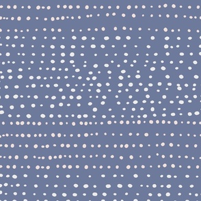 XL| Playful Off-White Confetti dotty Dots on Denim Blue