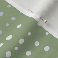 XL| Playful Off-White Light Blue Confetti dotty Dots on jade green