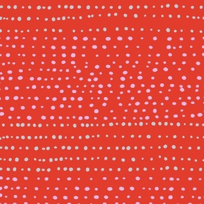 XL| Playful Pink Grey Confetti dotty Dots on Venetian red