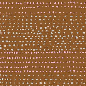 XL| Playful Light bLue Pink Confetti dotty Dots on Dark Mahogany
