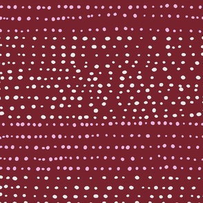 XL| Playful Off-White Pink Confetti dotty Dots on Maroon