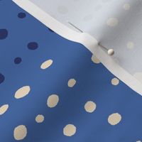 XL| Playful Off-White Confetti dotty Dots on Sapphire Blue